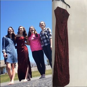 Stunning Red Prom Dress with Side Slit and Pleats